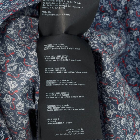 Prada Navy Lion-Print Cotton Short-Sleeve Button-Up Shirt - Picture 11 of 14
